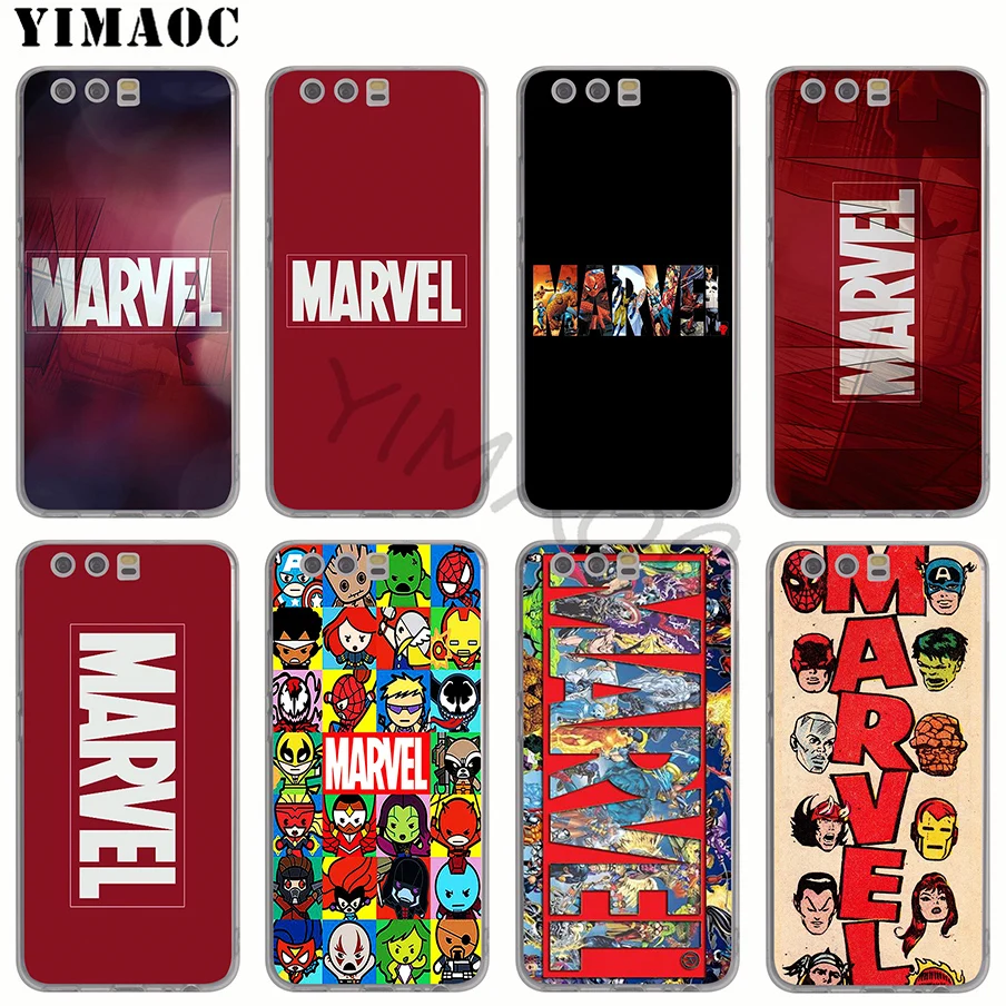 

YIMAOC Luxury Marvel Comics logo Soft TPU Case for Huawei P8 P9 Lite 2017 P10 P20 Lite P smart Y6 Y7 Prime 2018 Y9 2019