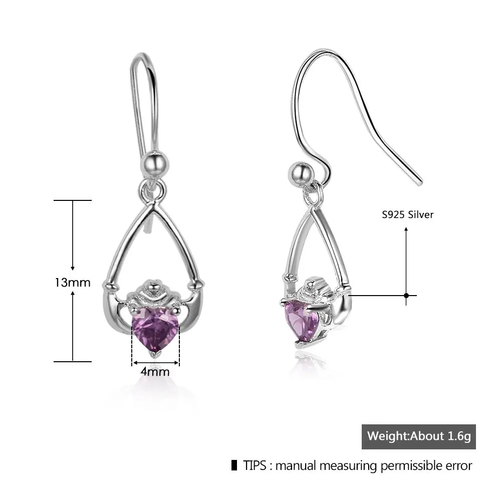 925 пробы Щепка серьги Claddagh Персонализированные Камень падение серьги ирландский дружба подарок ювелирных изделий(JewelOra EA102004