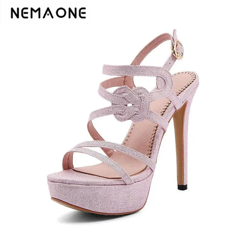 

New sexy women sandals thin high heel sandals thin high heels platform shoes woman blue pink large size 34-43