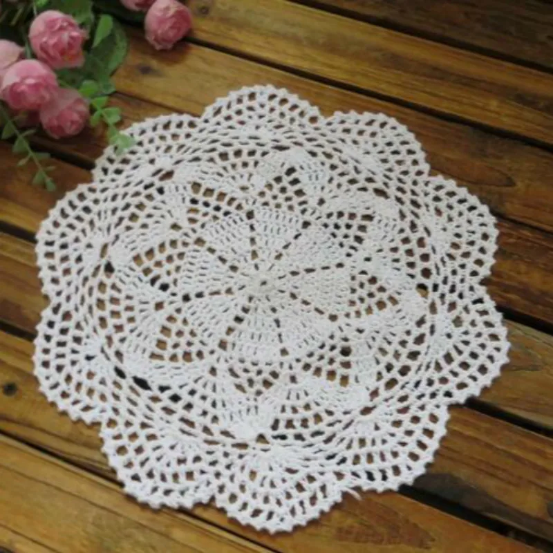 Горячая современный дизайн кроше, кружева коврик для стола Doily Placemat круглый 35 см Coaster Pad посуда trapillo para tejer крючком