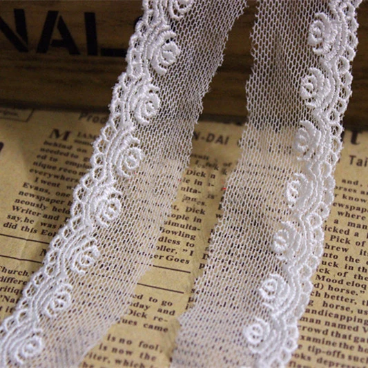 

20 yards/lot width 2.5cm 0.98" white mesh embroidery lace trim ribbon fabric for dress skirt clothes SL4K715