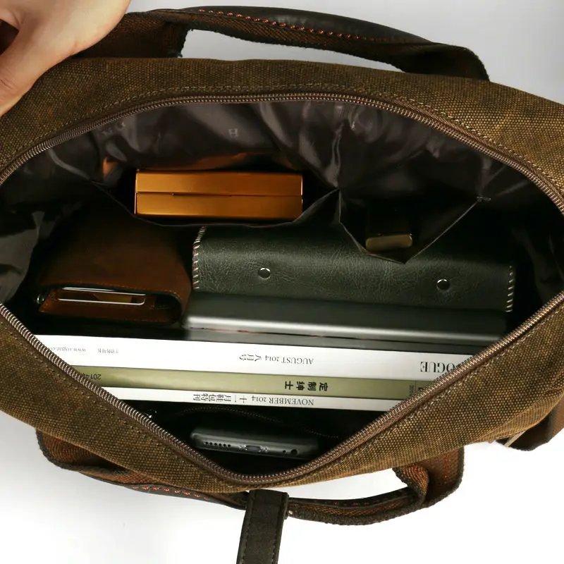 Multifunction Men Retro Classic Briefcase Canvas Vintage Wear Resistant Bags Leisure Toolkit Package