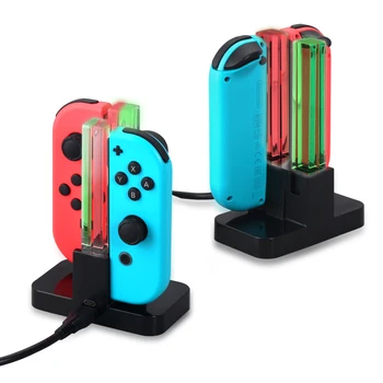 

1 PC 4 in 1 USB Charging Station Dock Stand with LED Indicator Type C Cable for Nintendo Switch Joy-Cons Game Console