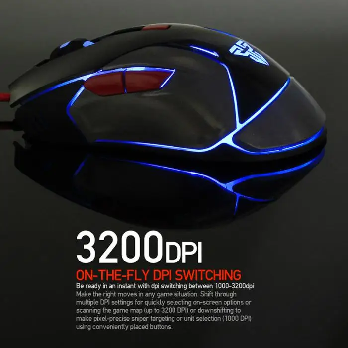 Игровая мышь проводная USB 6D кнопки dpi 4 режима 1,8 м светодиодный светильник Мода для компьютера HSJ-19