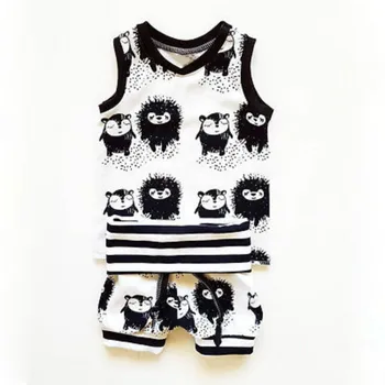 

Baby boy girl clothes 2017 fashion summer vest kids clothes sets t-shirt+pants suit clothing set newborn cartoon Hedgehog