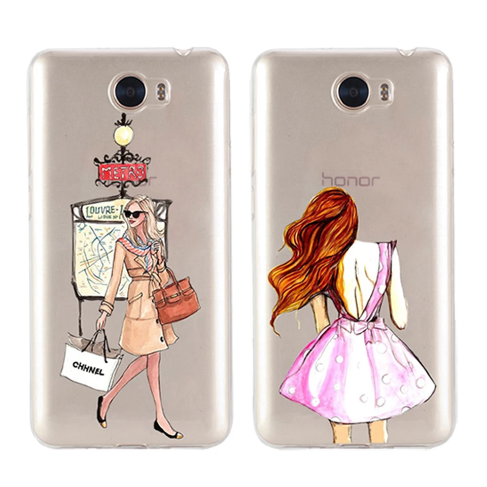 Fashion Girl For Huawei P10 Lite Honor 9 6A Y5 Y6 II Y7 Nova 2 Plus Mate 10 Pro P8 P9 2017 Soft silicone TPU Phone Case |