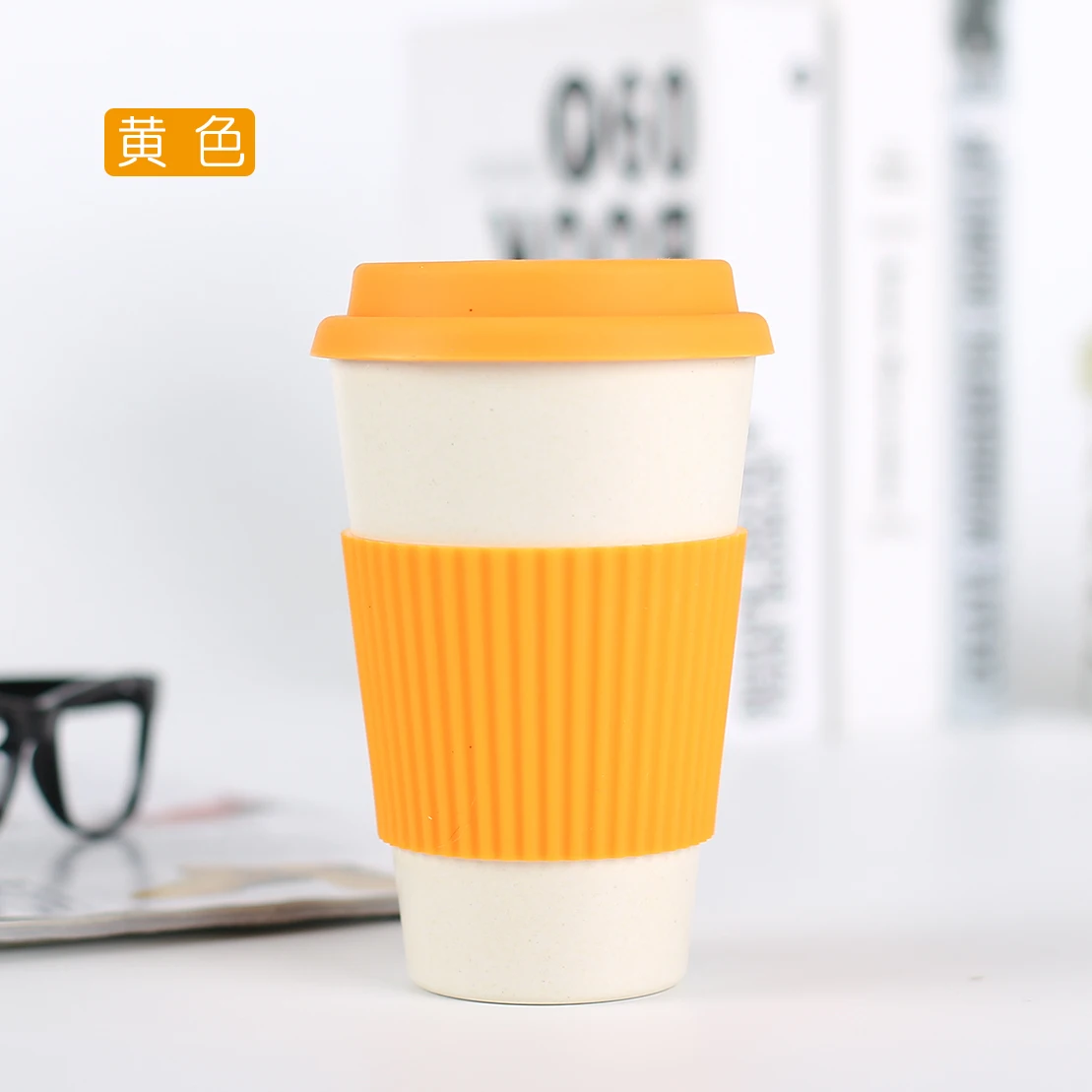 Дорожная многоразовая кофейная чашка из бамбукового волокна, экологичные кофейные кружки, чашка для напитков с силиконовой крышкой