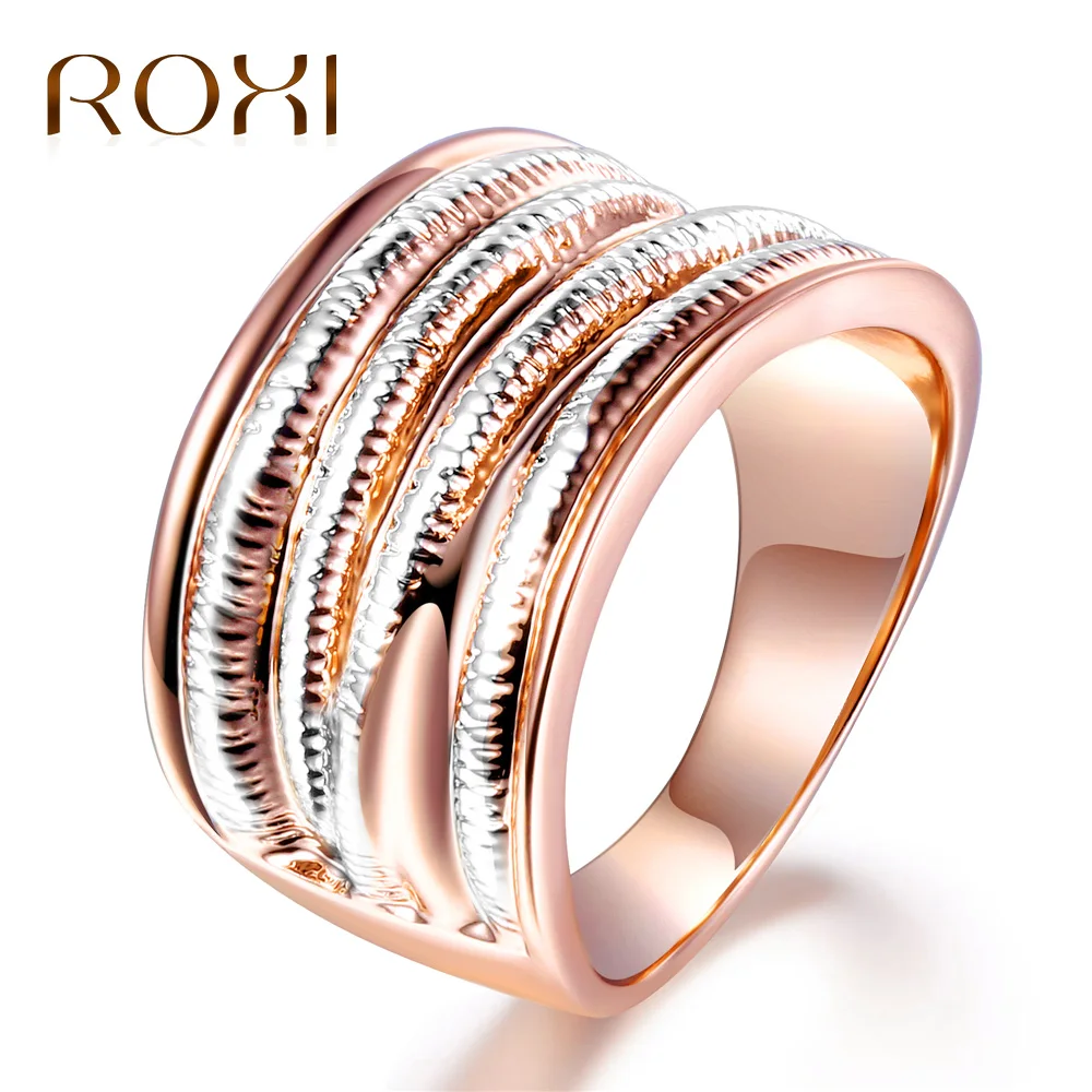 ROXI New Rose Gold/Silver Color Multi layered Stack Rings for Women
