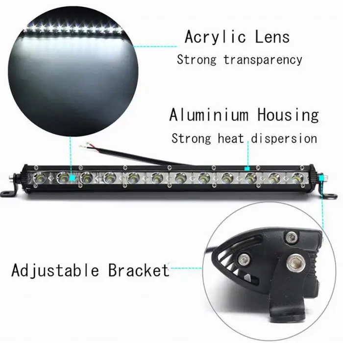 Экстремальный тонкий внедорожный световой бар 13 дюймов 36 Вт светодиодный чип 3500LM прожектор рабочий свет бар дальнего света Лампа