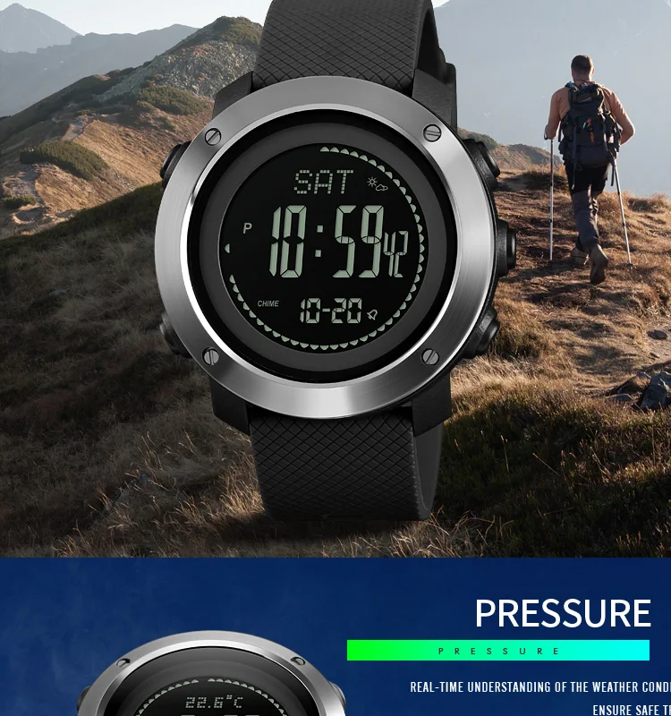 SKMEI Men Digital Sport Calories Thermometer Weather Forecast LED