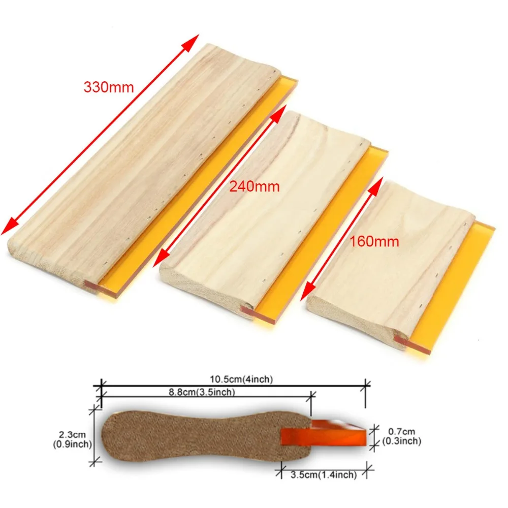 3 шт./лот износостойкий шелкография скребок лезвие деревянная ручка скребок для чернил скребок доска инструменты 16 см 24 см 33 см
