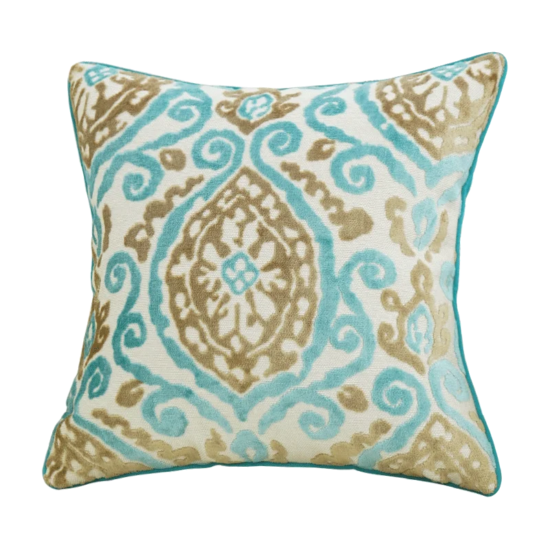 Чехол на подушку Avigers из плотного бархата с синими цветами|cushion cover|throw pillow