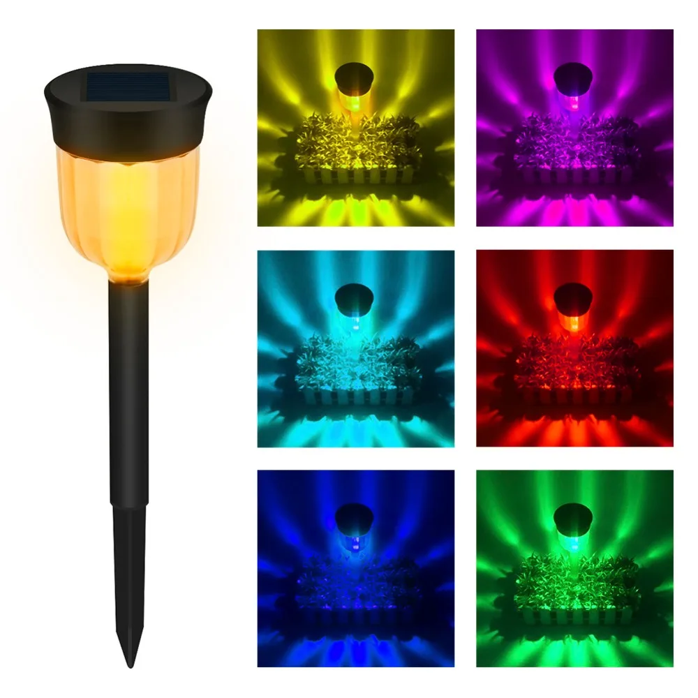 4Pcs Solar Panel RGB Waterproof LED Outdoor Garden Light Colorful