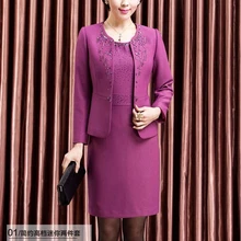 2pieces 2017 Free Shipping High Quality Autumnwedding Dresses New Mid Old Age Women Clothing Plus Size Suit Women Work Wear Mom