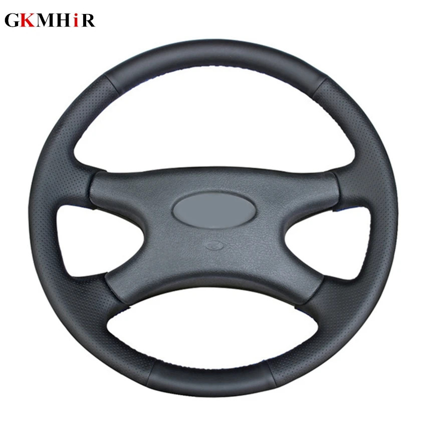 

GKMHiR DIY Hand-stitched Black Artificial Leather Car Steering Wheel Cover for Lada Niva 2006-2017 2107 1997-2012
