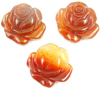 

Natural stone Quartz crystal Turquoises red Agates hand-carved flower pendant for diy jewelry Making necklace Accessories 3Pcs