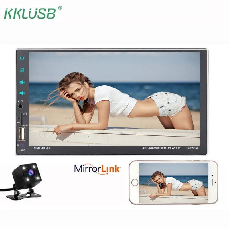 

Multimedia Video Car Radio 2din 7'' Touch Screen Rearview Camera Bluetooth FM USB TF AUX Music Mirror Link MP5 Player Audio Auto
