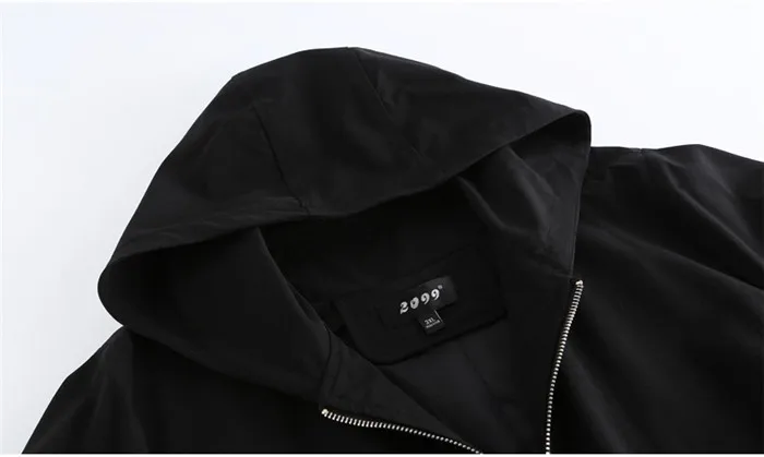 Большой размер 4XL-10XL плащ с капюшоном Для женщин Демисезонный Длинная ветровка Женская Классическая Повседневное пальто на молнии черный Тренч G46