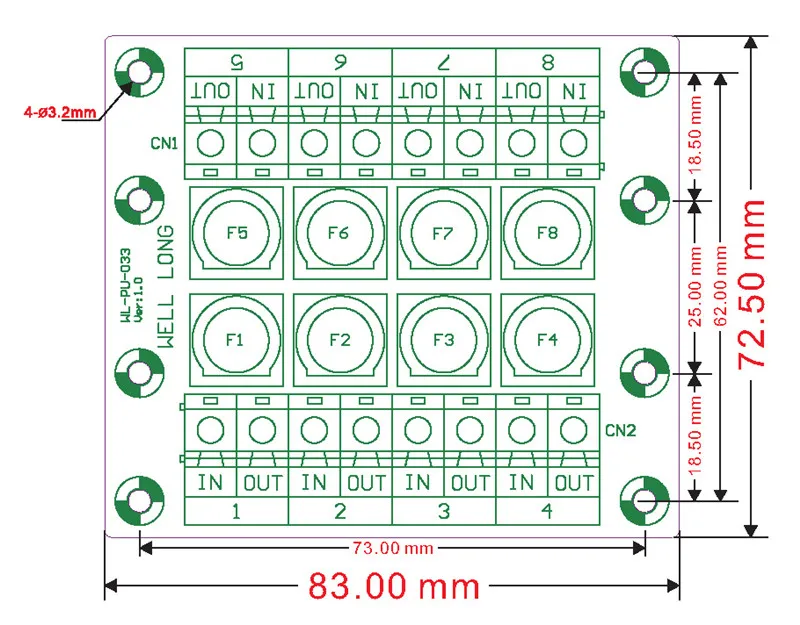 Модуль предохранитель, DIN рейку 8 канальный предохранитель Мощность модуль распределения доски