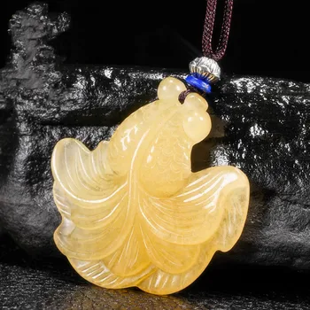 

Xinjiang pure natural gobi yu yellow rough stone pendant necklace collarbone chain sweater chain