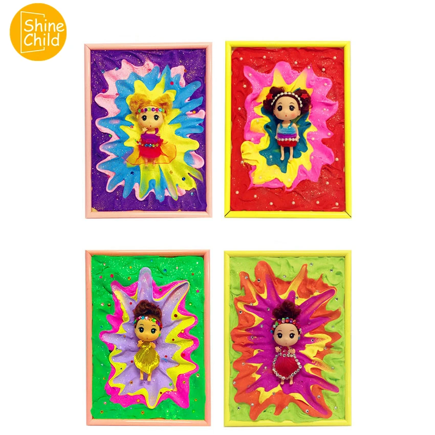 

DIY Photo Frame Playdough Cotton Mud Foam Candy Charm Play Clay Model Maker Putty Kit Polymer Powder Bead Tool Toys For Children