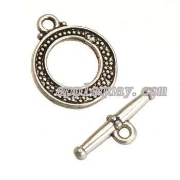 

DIY Toggles Hooks Bracelets Clasps For Jewelry Making Silver Plated Circle Rings Double Fashion Accessories For Crafts 30 Sets