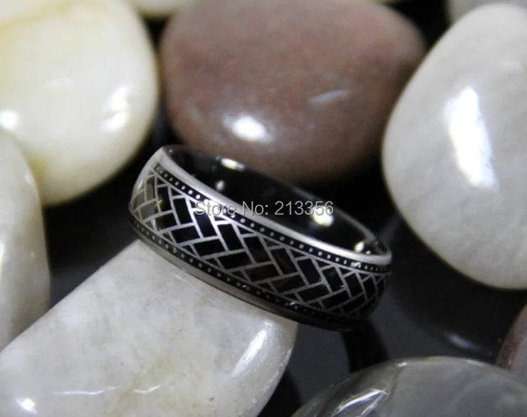 

FREE SHIPPING USA WHOLESALE CHEAP PRICE BRAZIL RUSSIA CANADA UK HOT SALES 8MM TYRE PATTERN NEW MEN'S BLACK TUNGSTEN WEDDING RING