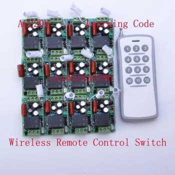 

220V 12CH Radio Wireless Remote Control Switch 12 Receiver&1 transmitter Learning Codelight lamp LED ON OFF Output Adjusted mini