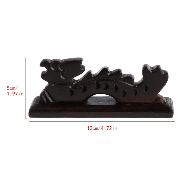 Dragon Shape Brush Rest Stand Chinese Calligraphy Pen Holder Vintage Carved Wood