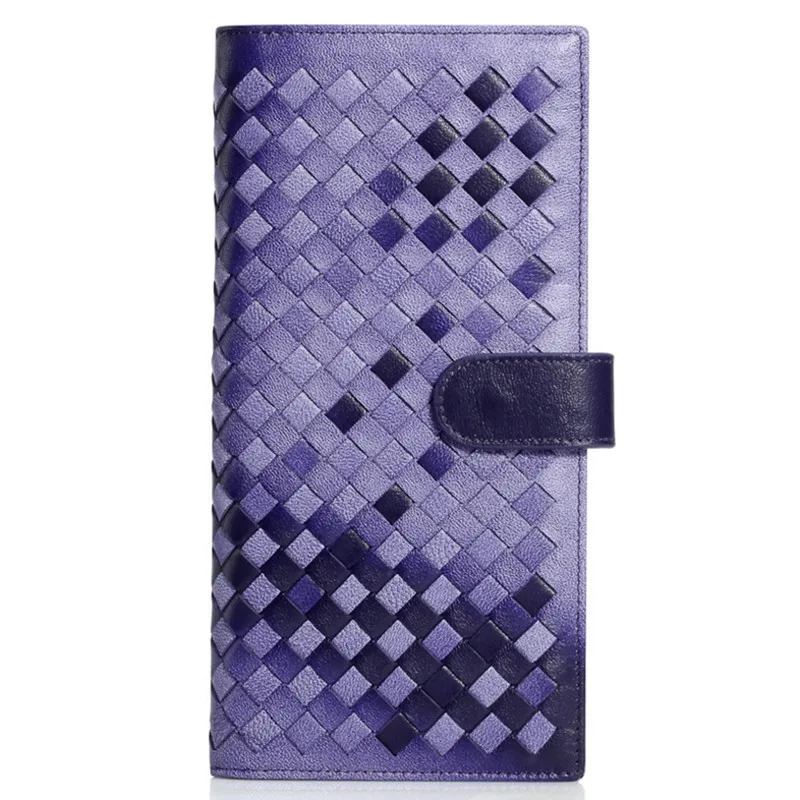 purple Hengsheng бренд качество овчины для женщин кошелек для кредитной карты кожаный кошельки мода женские длинные кошельки - Цвет: purple
