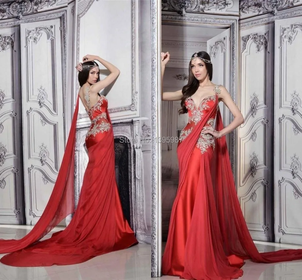 red evening gowns designer