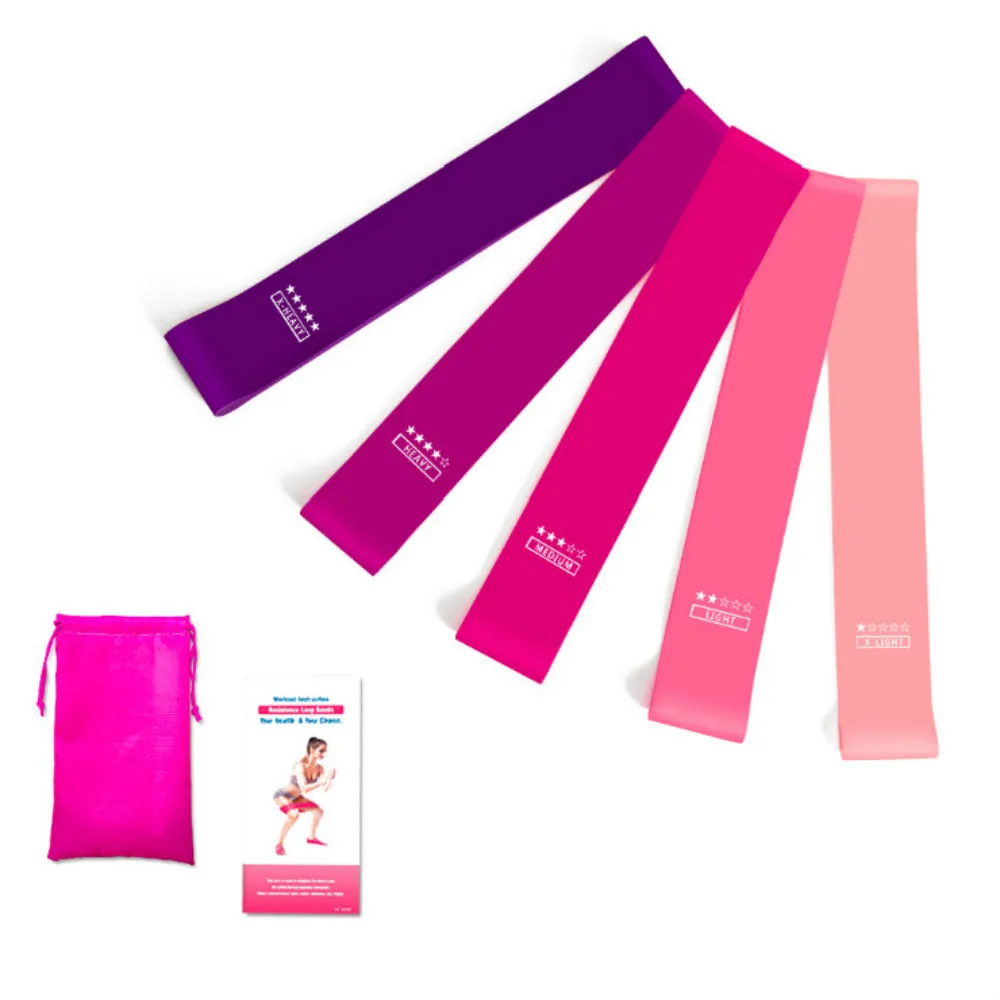 pink 5 шт./компл. фитнес эспандер Йога Пилатес тренировки спортивные резиновые петли Кроссфит эластичный Эспандер тренажеры - Цвет: pink