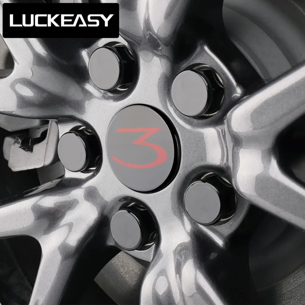 

LUCKEASY for Tesla Model 3 2017-2019 Aero Wheel center logo decorative cover 4Pcs/set