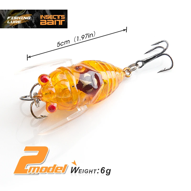 DONGQL 1Pc Insects Fishing Lure 4cm 6g Artificial Cicada Bait Topwater Bass iscas para Pesca Crankbait Wobblers Fishing Tackle (10)
