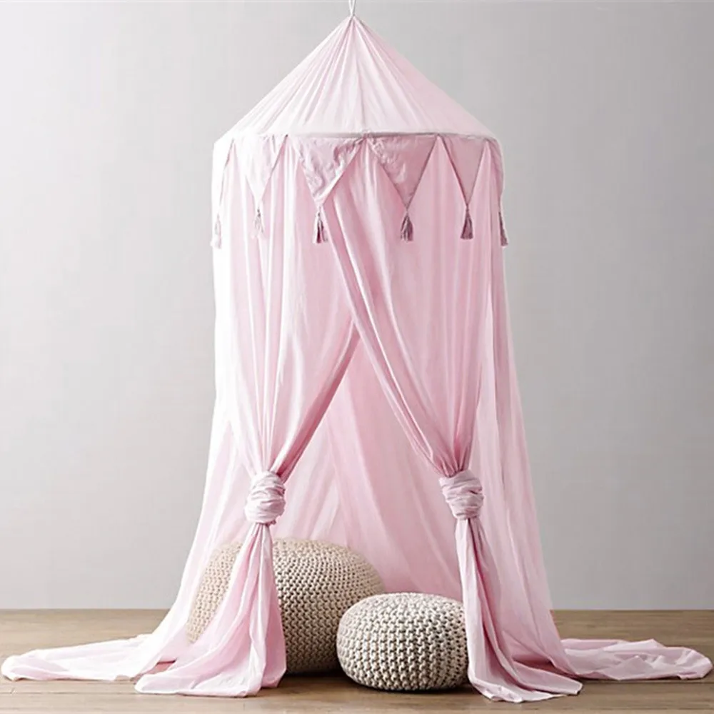 Детская кровать навес покрывало москитная сетка высокое качество шторы постельные принадлежности круглая купольная палатка хлопок Горячая B22 25 - Цвет: PK