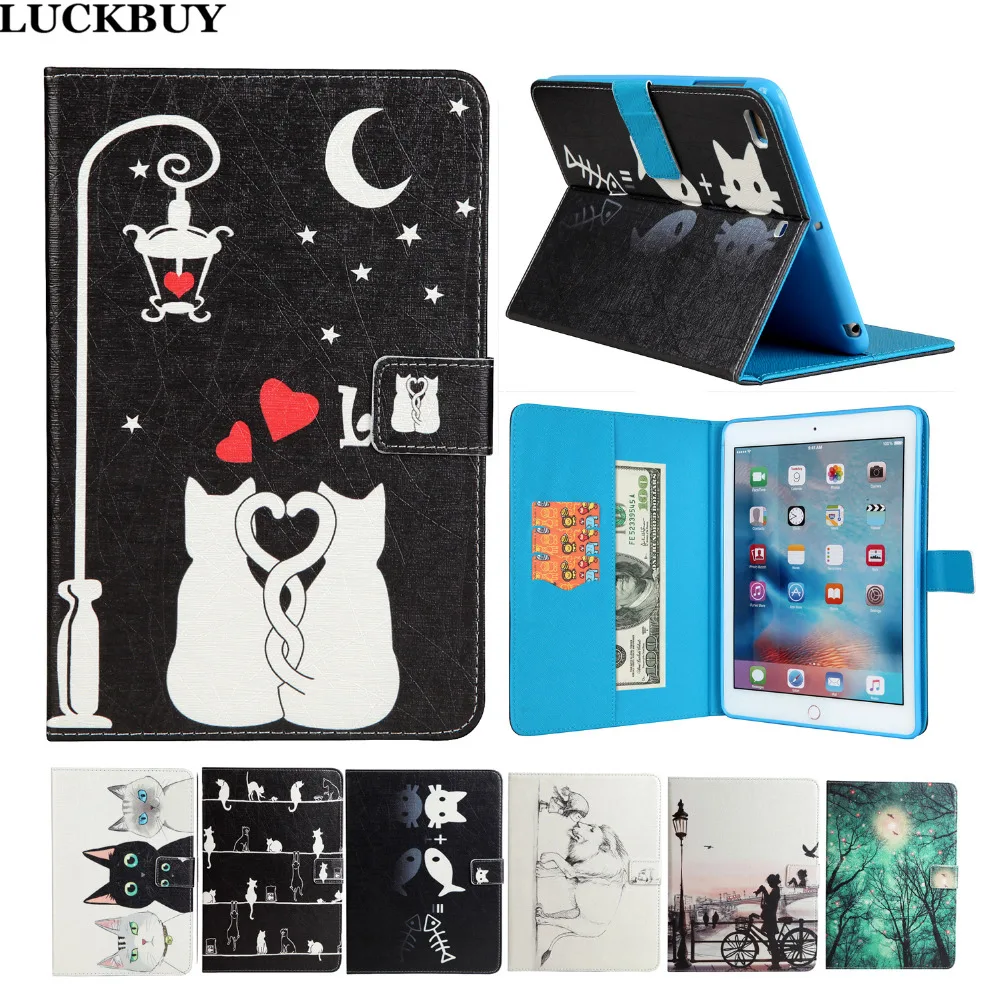 LUCKBUY New 2017 PU Leather Cute Cover Case For IPad Mini 4 tablets Cases for mini 4