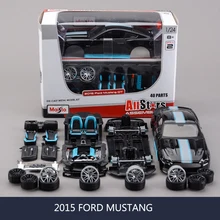 Mustang 2015 BLACK 1:24 Assembly model ALLOY TOY VEHICLE DIY Block CAR MODEL Toys Toy car neje yw0006 1 diy assembly dynamic creative saline salt water powered toy car blue white