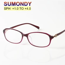 SUMONDY элегантные очки для чтения Dioptre+ 1,0 до+ 4,0 женские высококлассные черные или винно-красные оправа для очков для пресбиопического R101