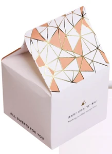 

House shape bronzing paper box,Cookie Gift Paper Box, Macaron Chocolate Snacks Sweet packing boxes 50pcs/lot