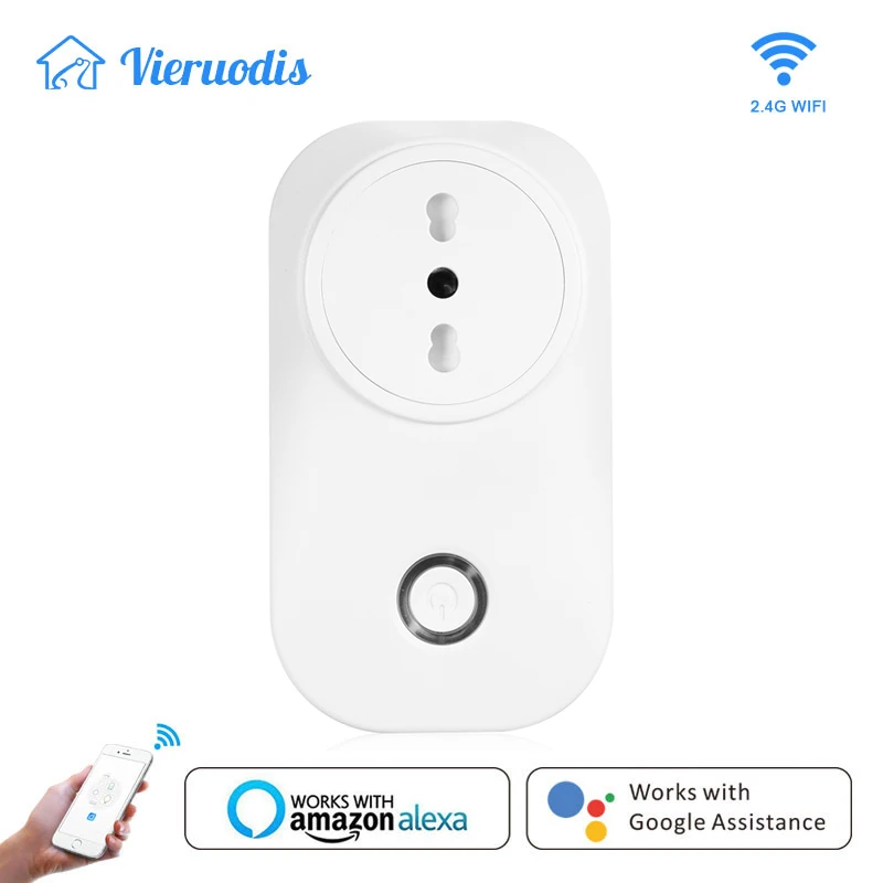 

Wifi Smart Socket Italy Chile Plug Outlet 16A Voice Control Energy Monitor Google Home Alexa Echo App Timer and Remote Control