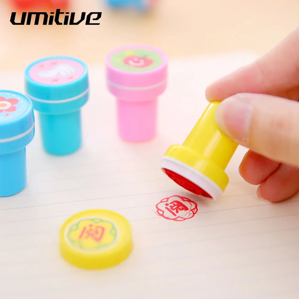 

Umitive 10pc/set Cute Children Seal Stamp Pad Teacher Comment Encourages Ink Scrapbooking Reward Stamps Pad Random