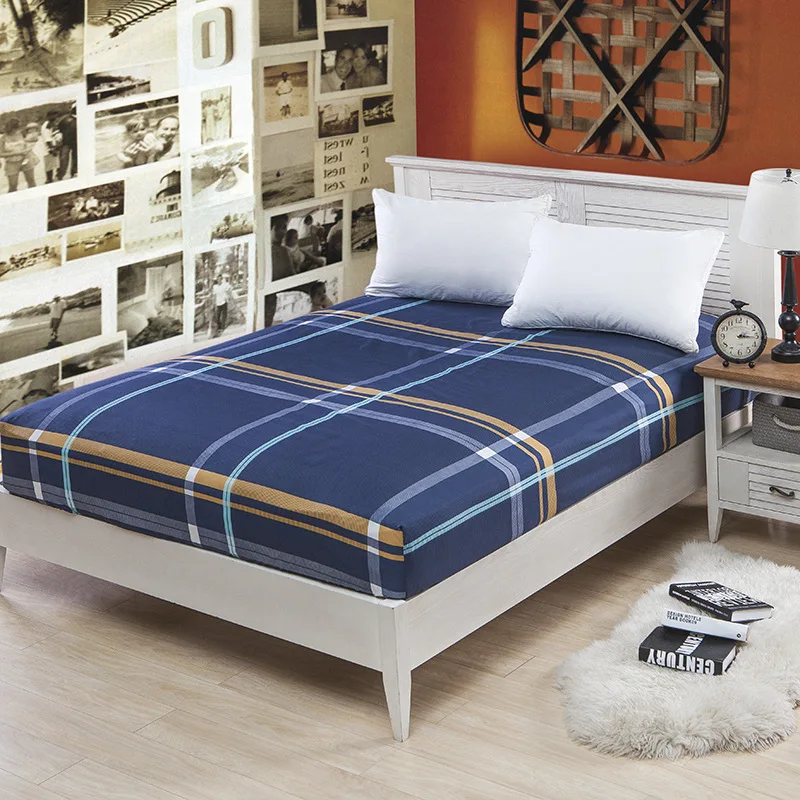 

New London Striped Style Anti-skid 360 Rubber Band Bed Spread Sheet Set 100% Polyester Protective Mattress Bed Cover With