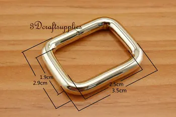

Rectangle Rings webbing Belt buckle light gold 25 mm 1 inch 10 pcs U173