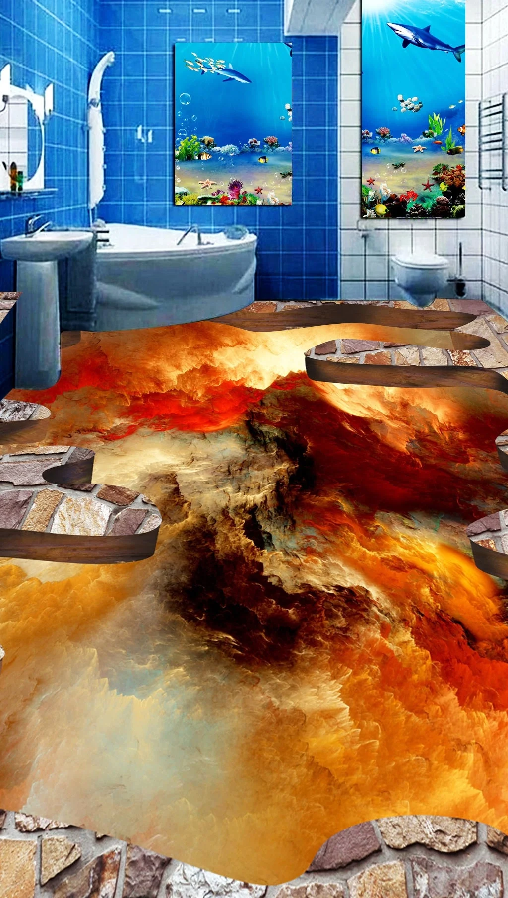 Large 3D Wall Stickers Crack Nebula Wall Mural Floor Decals