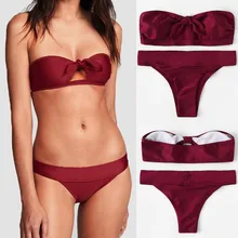 MUQGEW бикини без бретелек Дышащие Модные женские туфли однотонные Цвет комплект купальник с мягкой чашкой, пляжная одежда Костюмы из 2 предметов купальник-бикини#0107