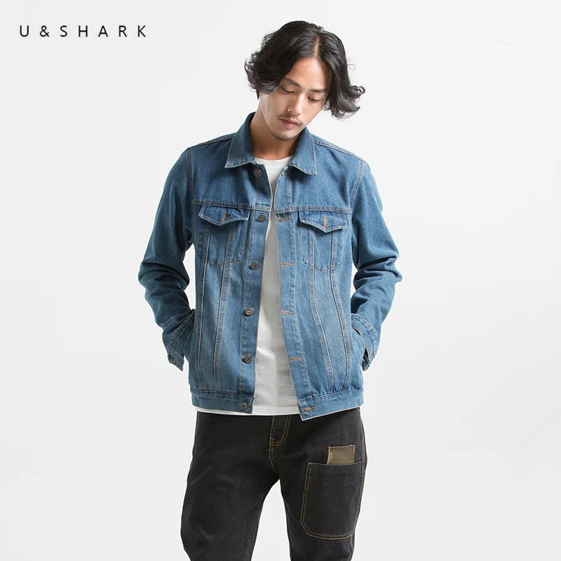mens casual denim jacket classics slim fit jeans coat men