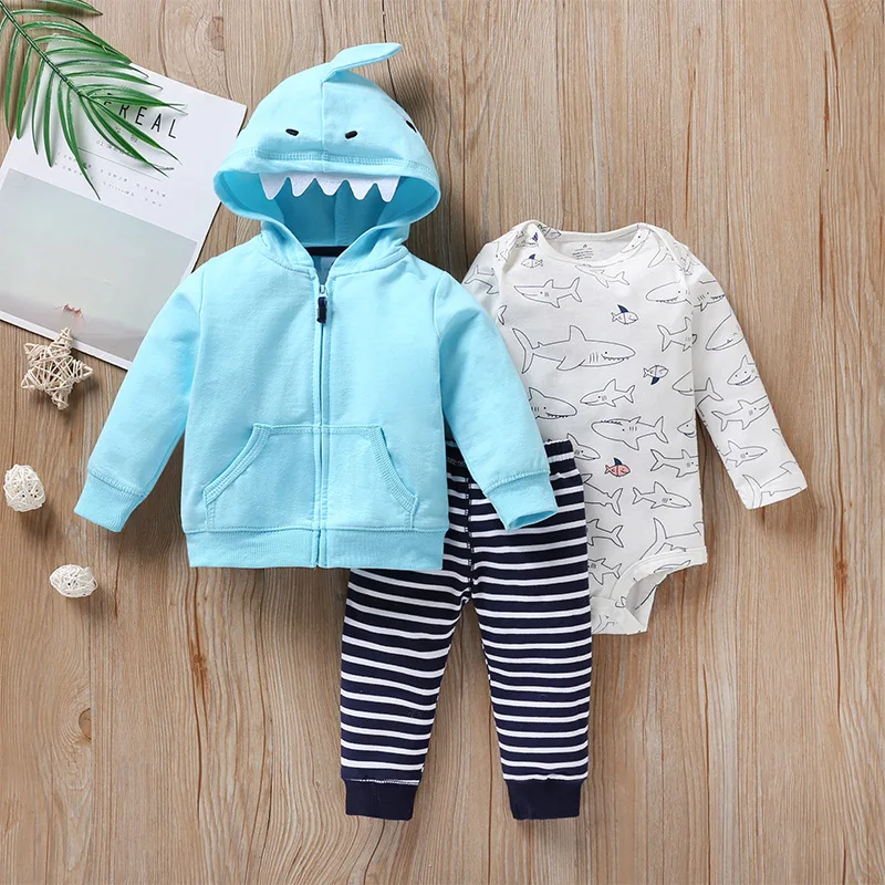 3PCS Infant Baby Clothing Sets Winter Bear zipper Coat Sweater+Pants+Bodysuit Newborn Baby Boy Girl Clothes Outfit 3-6M-24M