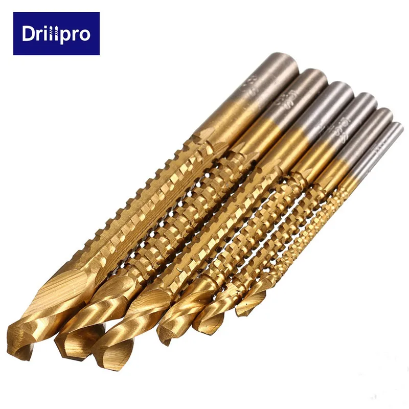 Drillpro 6 шт./компл. сверла& установлен Твердосплавный Наконечник HSS Сталь Титан машина для обработки деревянных 3 мм 4 мм 5 мм 6 мм 6,5 мм 8 мм