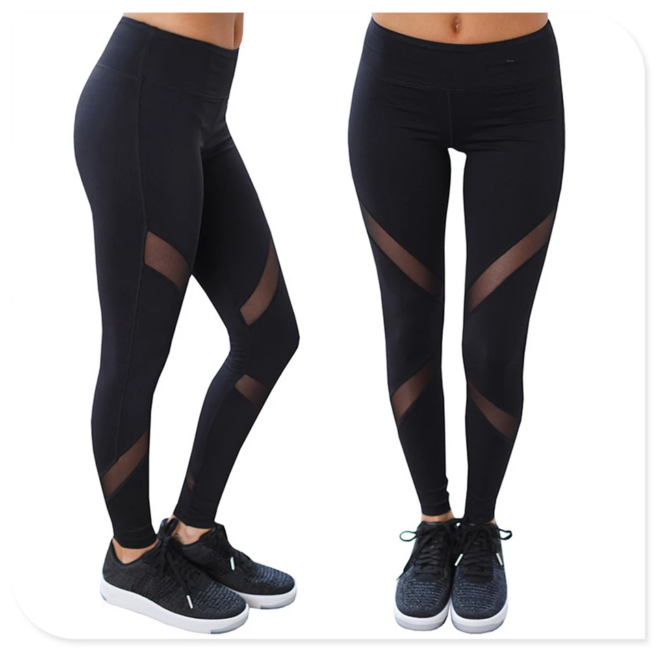 Брюки для бега, быстросохнущие сетчатые штаны для йоги, черные эластичные штаны с высокой талией для фитнеса, обтягивающие спортивные штаны, леггинсы для спортзала, женские брюки