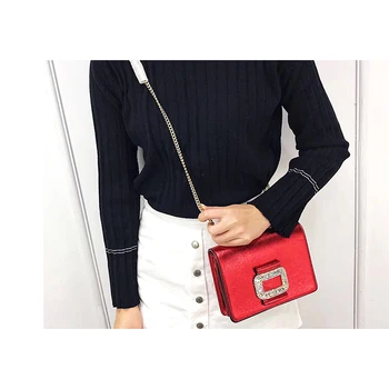 

metallic cracktexture leather evening bags genuine leather small shoulder bags chains crossbody bag